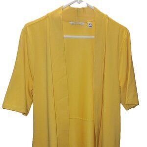 Isaac Mizrahi Yellow Cardigan with Elbow Sleeves and Pockets